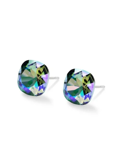 Seona Seona Sophia 10mm Cushion Cut Crystal Earrings – Hypoallergenic Stud Earrings for Women, Tarnish‑Free Stainless Steel Jewelry for Sensitive Ears - Paradise Shine